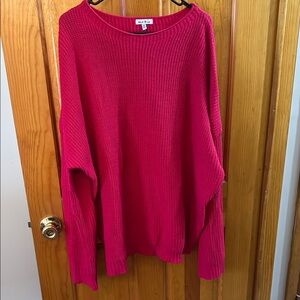 #54 - White Birch Pink Dropped Shoulder Sweater Cozy Knit Relaxed Fit